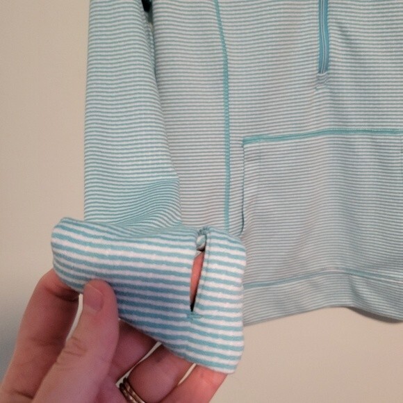Tangerine Turquoise Blue Stripe Athletic Hoodie Size Small - Picture 3 of 5